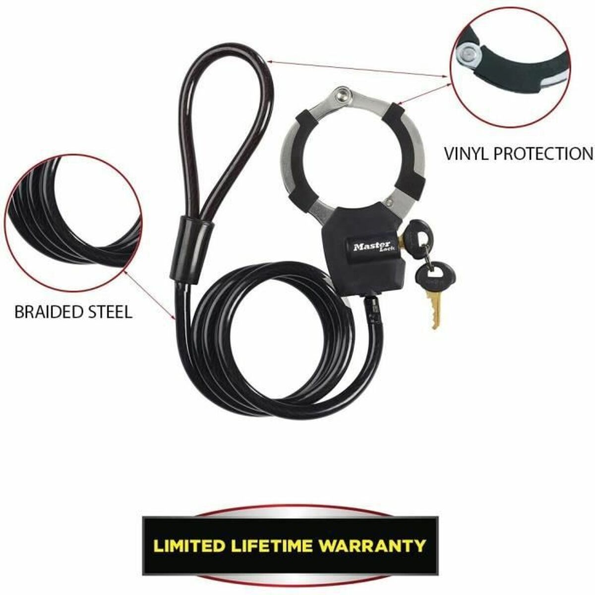 Kabel s visacím zámkem Master Lock Černý